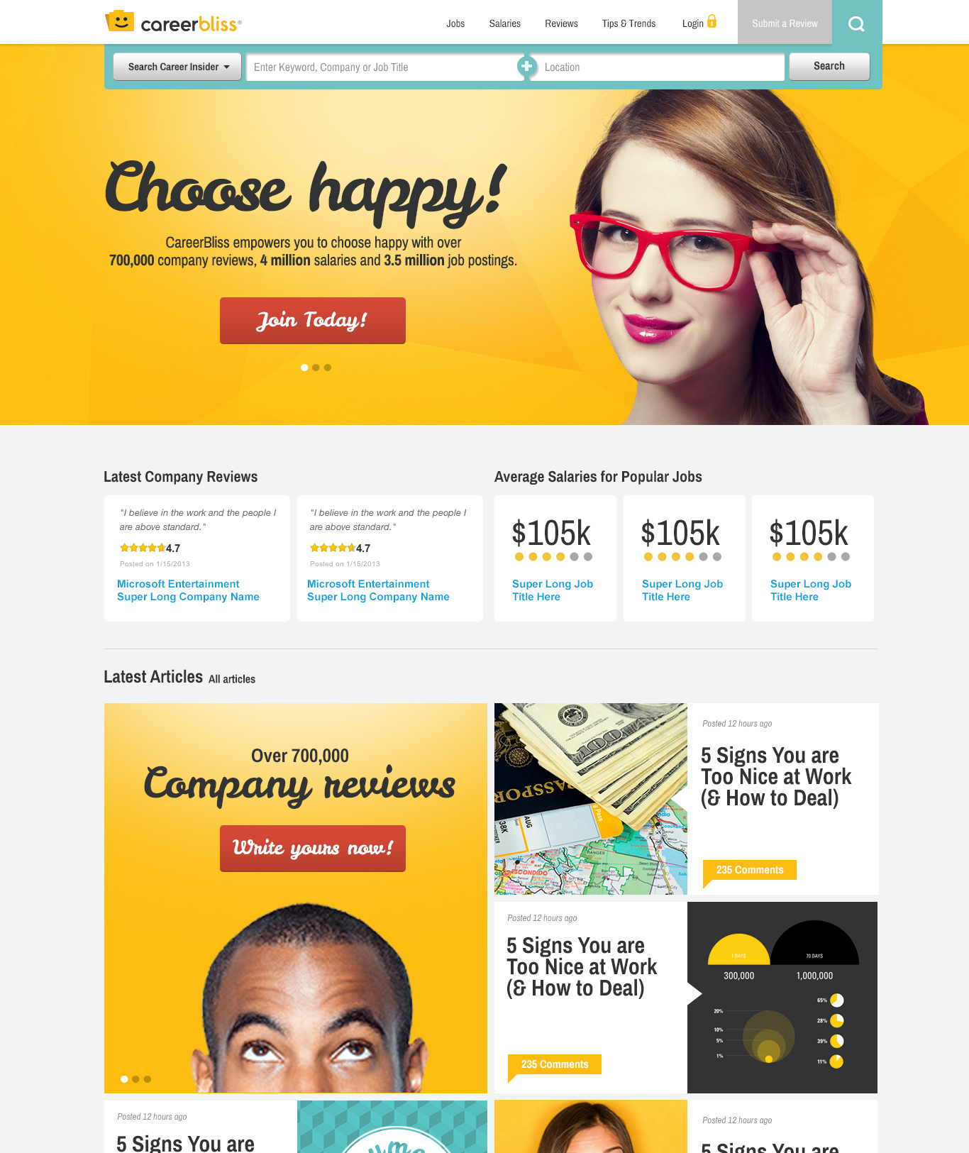 CareerBliss redesign homepage