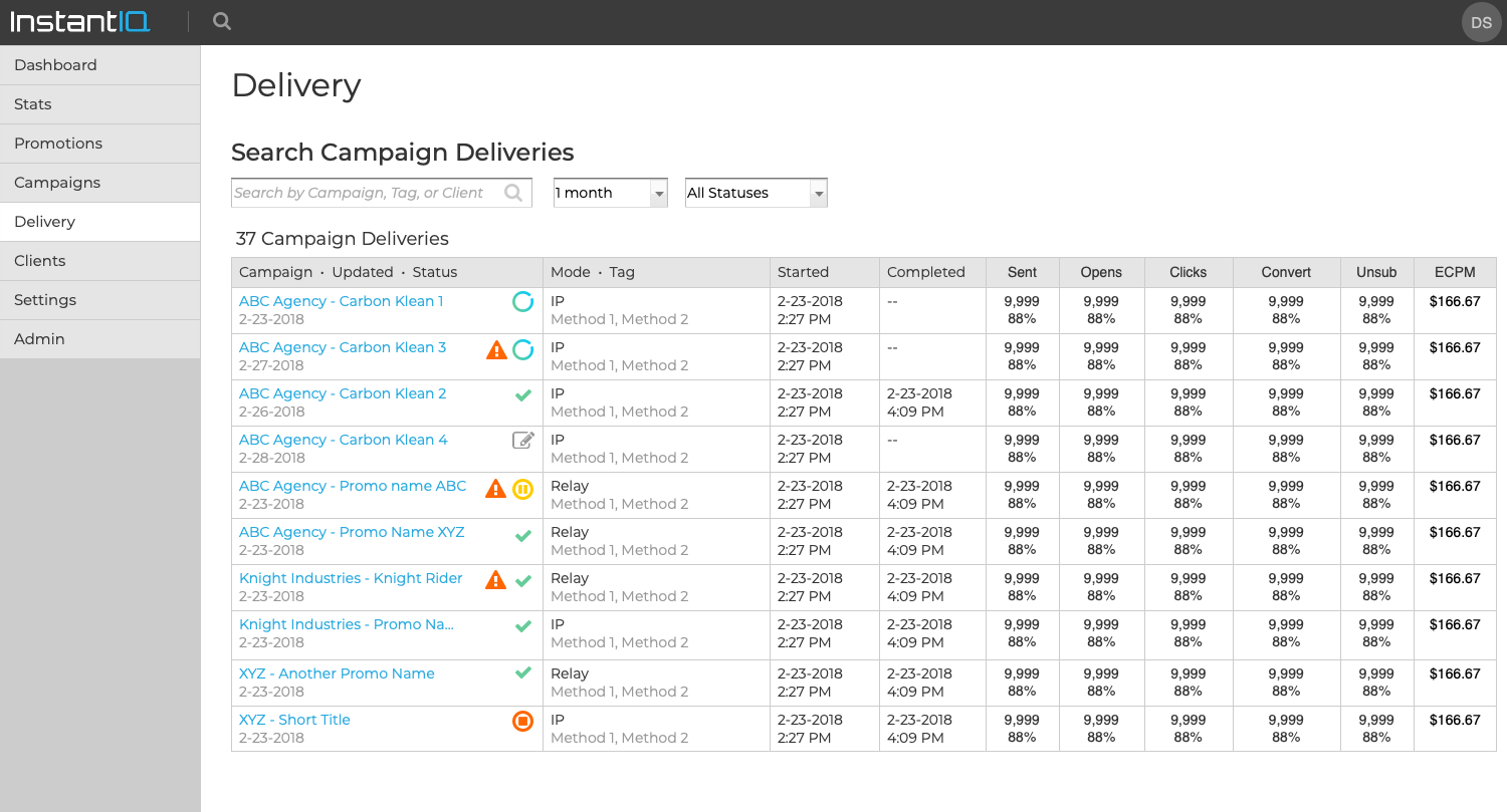 Discovery — delivery history