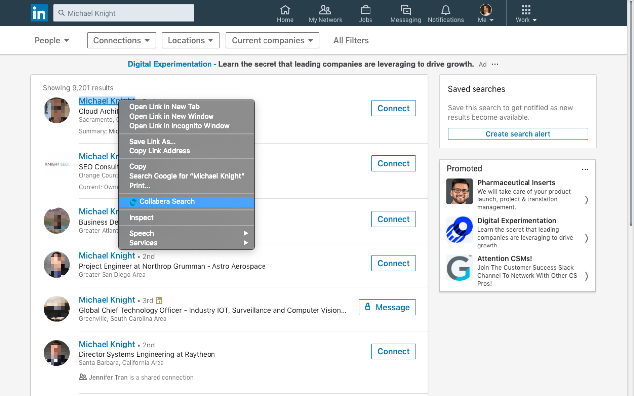 Collabera Search — candidate view (LinkedIn 1)