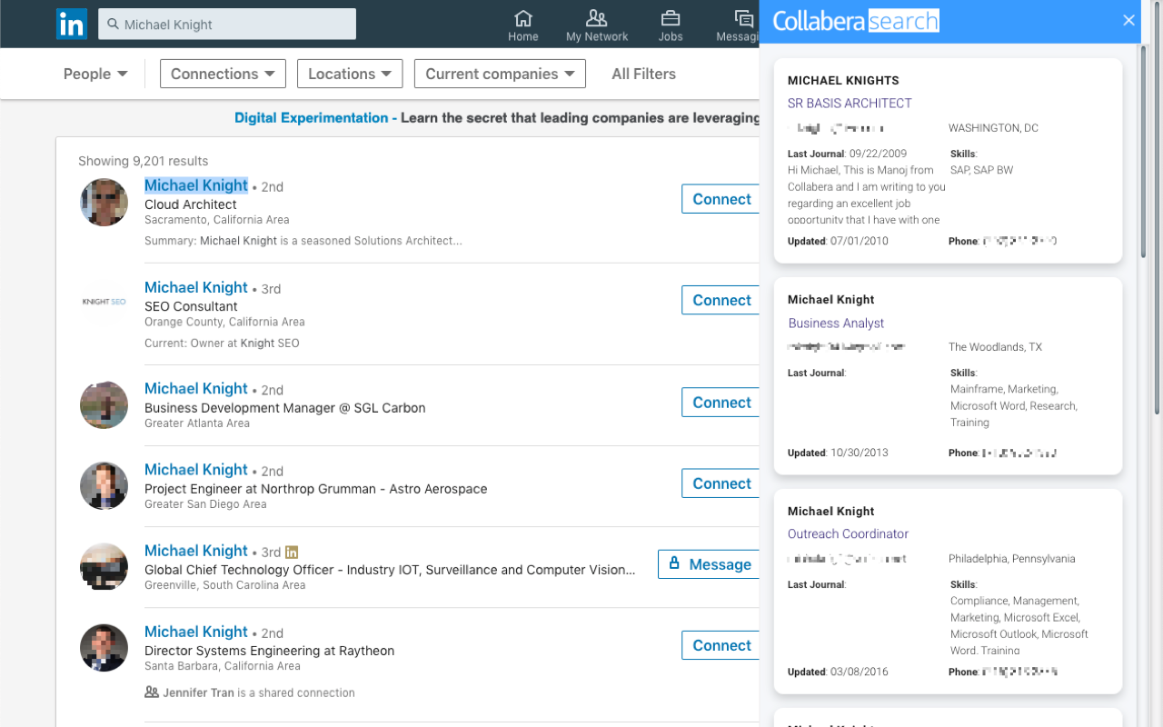 Collabera Search — candidate view (LinkedIn 2)